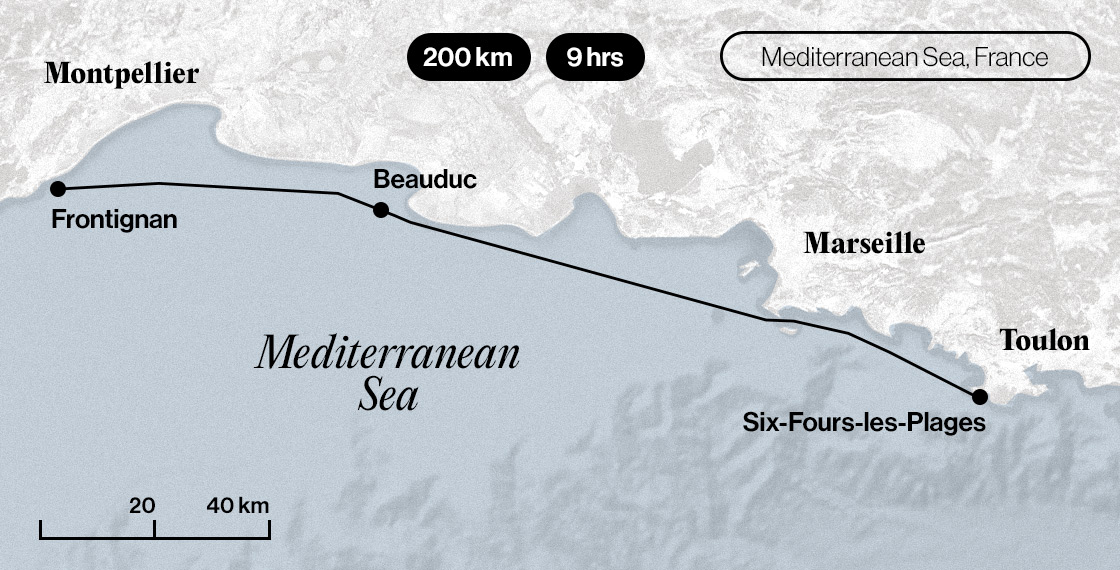 Jules Chollet's 200km downwinder in 9 hours 7