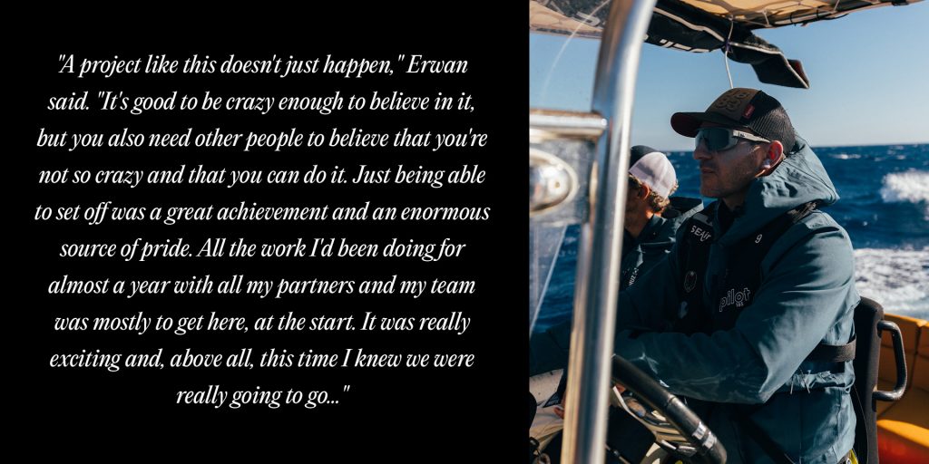 Before setting off on this unprecedented crossing on Wednesday, June 12, Erwan was overcome by emotions, but above all by an immense sense of gratitude for having made it this far.